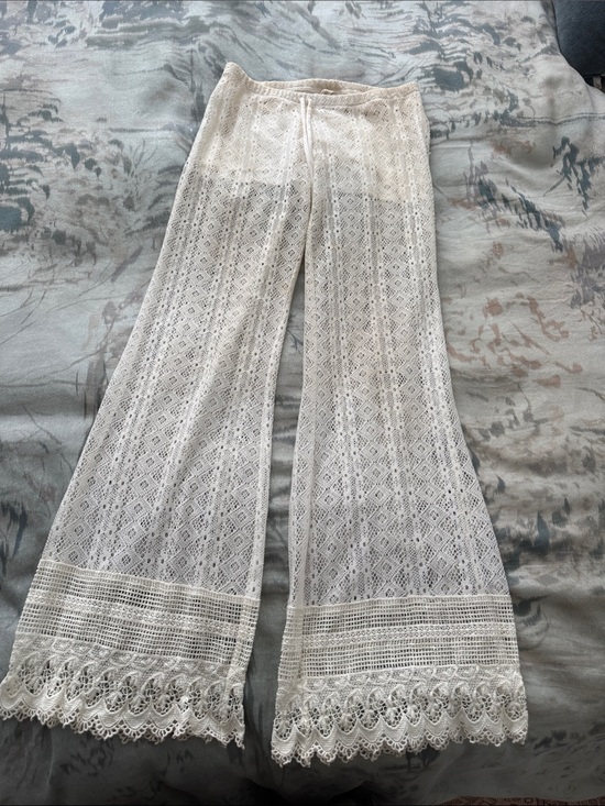 Free People Pants - Cream Lace Wide Leg Pants
